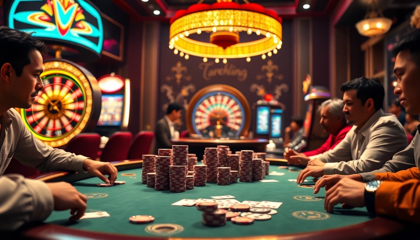 Rasakan permainan yang mendebarkan di Datukwin dengan para pemain yang terlibat di meja poker mewah.