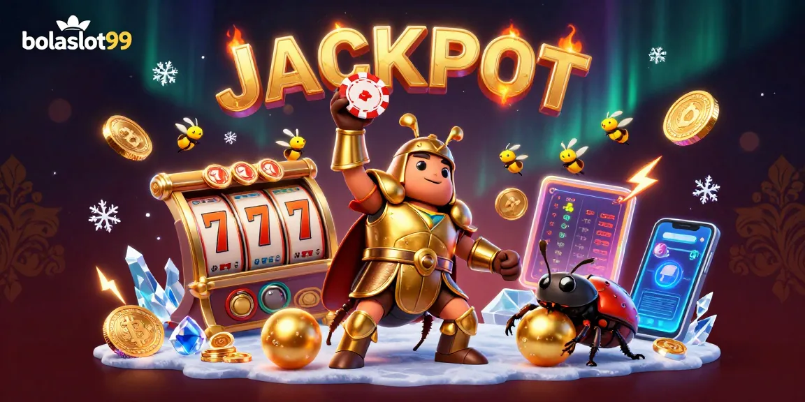 Experience thrilling jackpot moments with bolaslot99 in this vibrant 3D casino illustration.