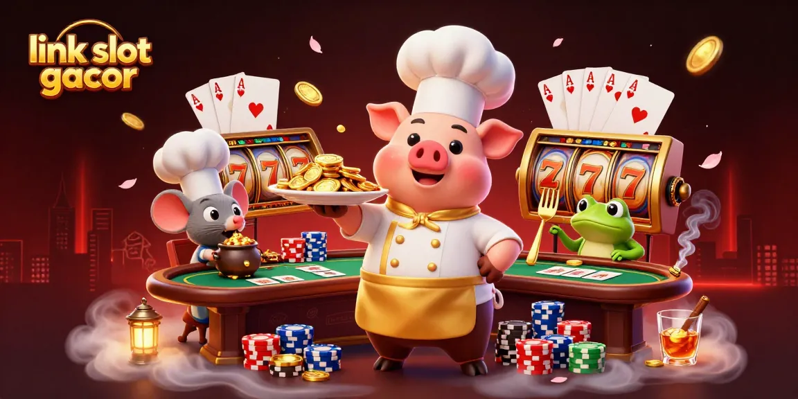 Experience thrilling wins with link slot gacor games and engaging casino elements in a dynamic illustration.