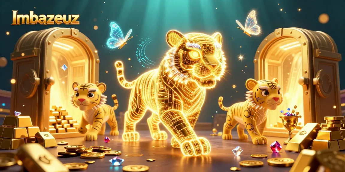 Kemenangan besar Imbazeuz dengan gundukan emas dan macan neon di dalam kasino digital