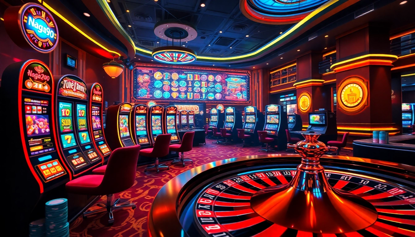 Naga99 players celebrating a big win at vibrant online casino tables with engaging gaming elements.