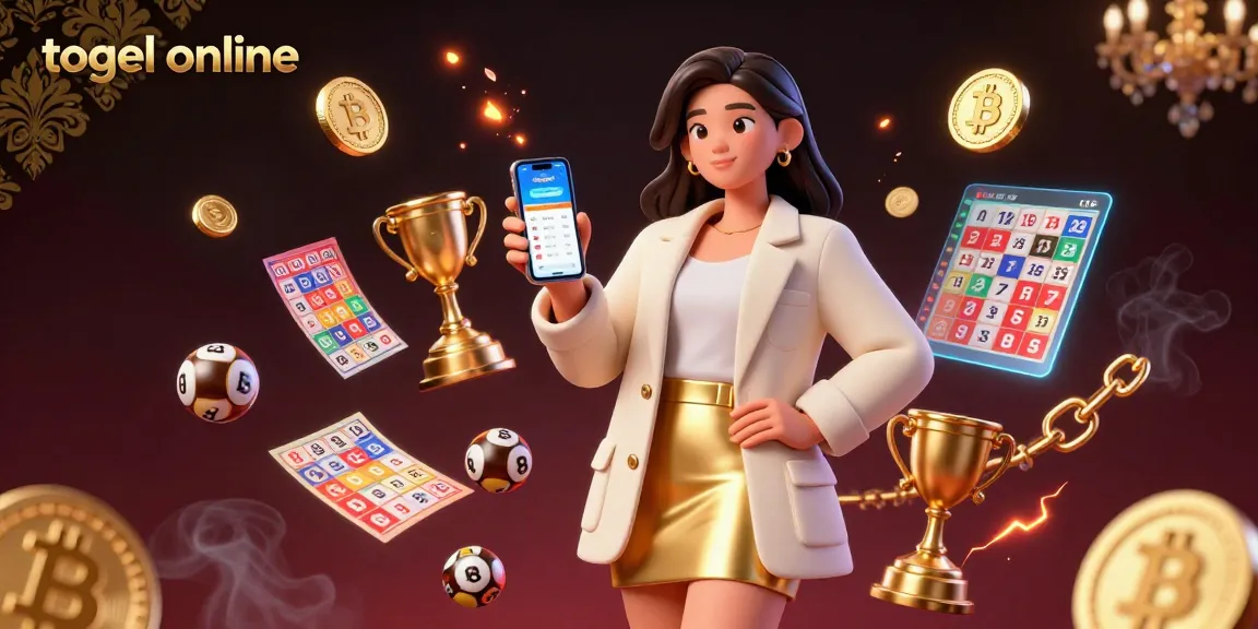 Terlibat dengan taruhan togel online saat seorang wanita Asia yang cantik menjelajahi aplikasi selulernya, dikelilingi oleh elemen permainan yang dinamis.