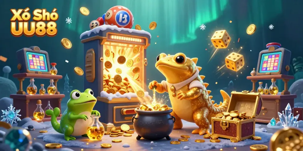Xổ Số UU88 offers an exciting lottery experience as golden salamander alchemist and friends create winning games.