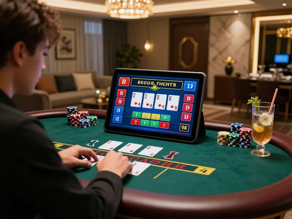 Experience the best deal while enjoying live dealer Baccarat gameplay on a tablet with professional interaction and strategic betting.