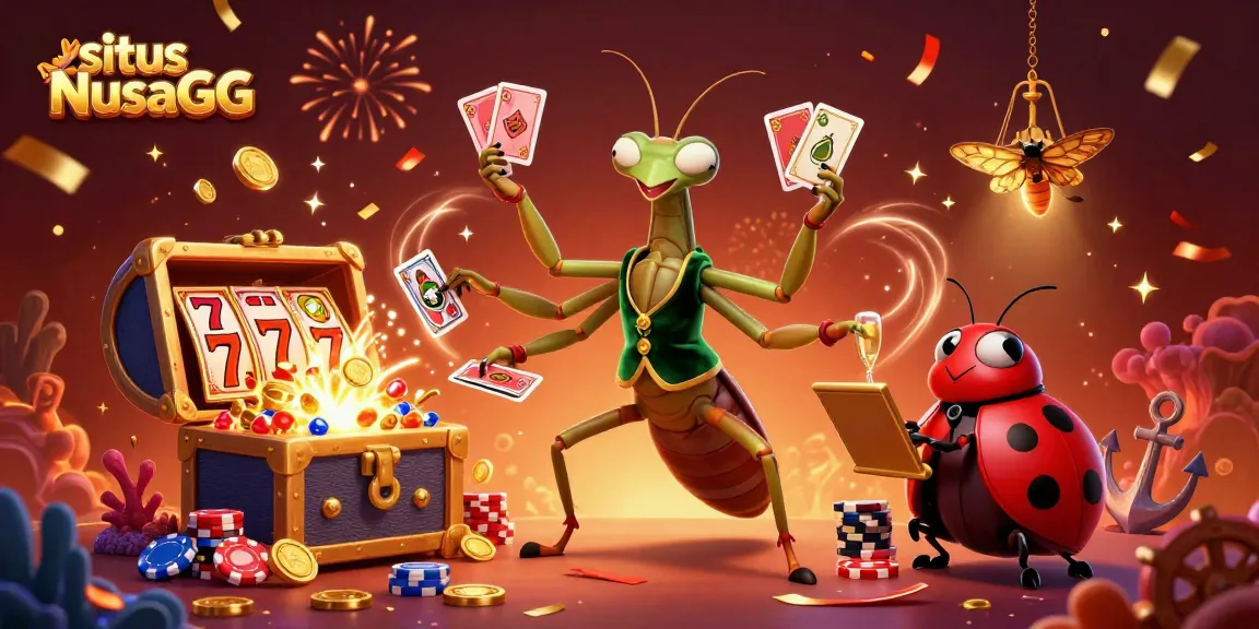 Experience excitement at situs NusaGG with a giant praying mantis card sharp and colorful slot reels!
