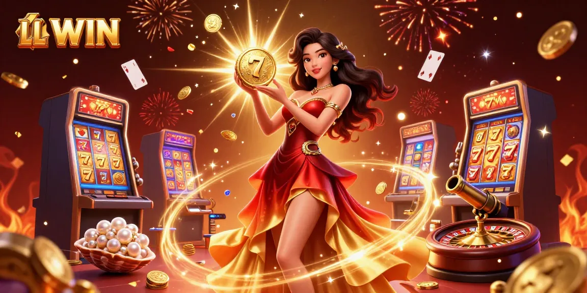 Spin and win big with LL WIN at a vibrant online casino showcasing slot machines and festive atmosphere.
