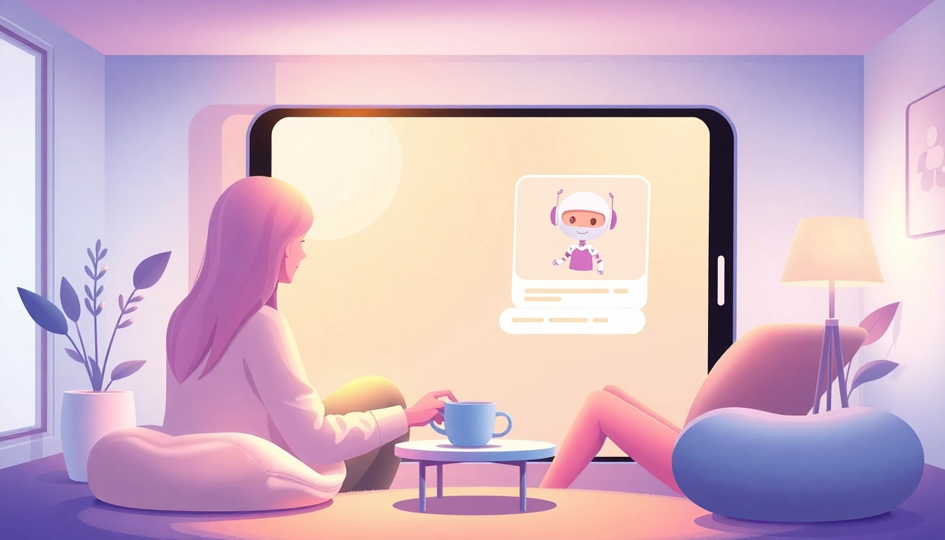 Engaging visual of a cozy AI companionship app interface, highlighting crush ai interactions.