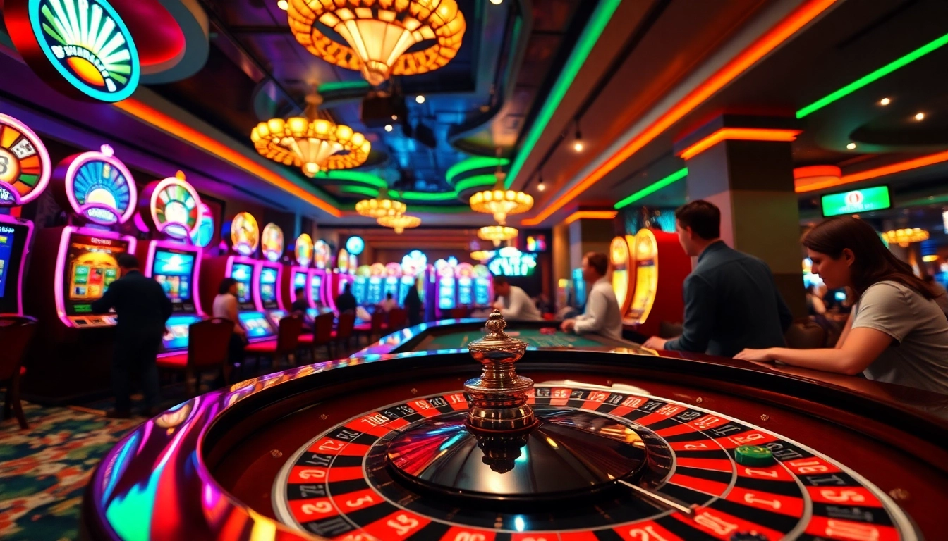 Tunai 138 menampilkan pemain dengan antusiasme tinggi di meja roulette kasino.