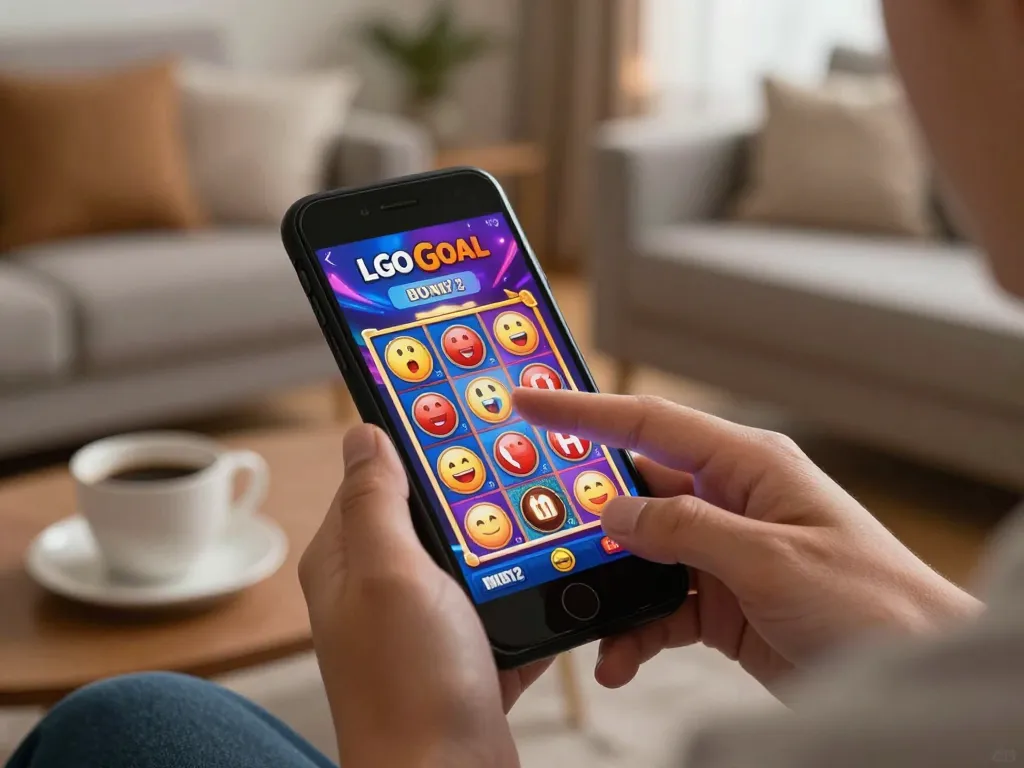 Engage with LGO GOAL in an online casino app with vibrant slot graphics