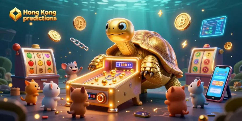 Menggali prediksi Hong Kong, lihat simbol slot dalam rak jackpot portabel dan koin kripto bersinar