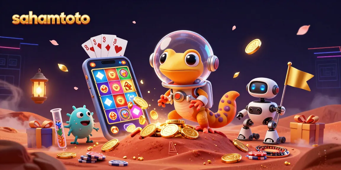 Menggali fitur menarik sahamtoto dalam ilustrasi kasino alien yang menyenangkan dan dinamis.
