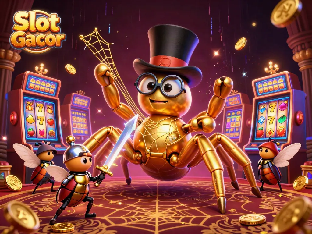 Engage with Slot Gacor gaming excitement in this vibrant casino-themed illustration.