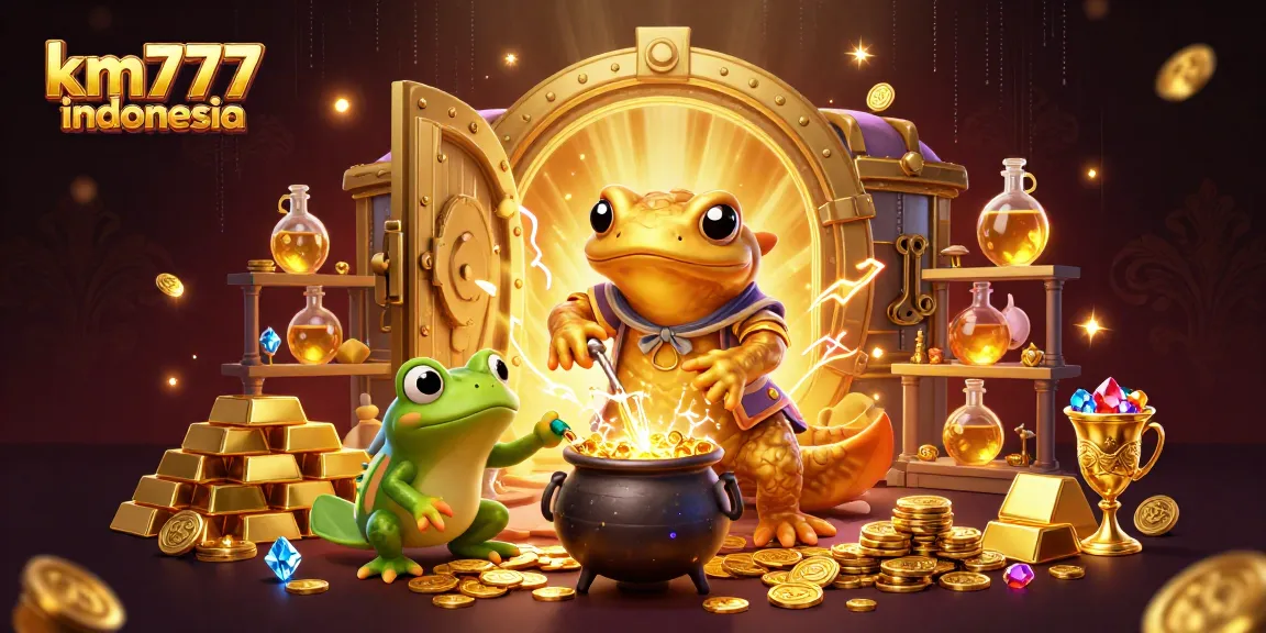 Engage with the magic of km777 indonesia as the alchemist turns base metals into gold coins amid treasures.