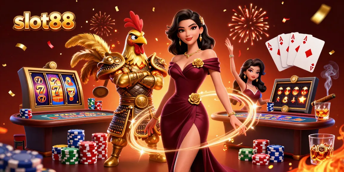 Engage in the thrilling world of slot88 with dynamic slot reels and vibrant gaming elements.