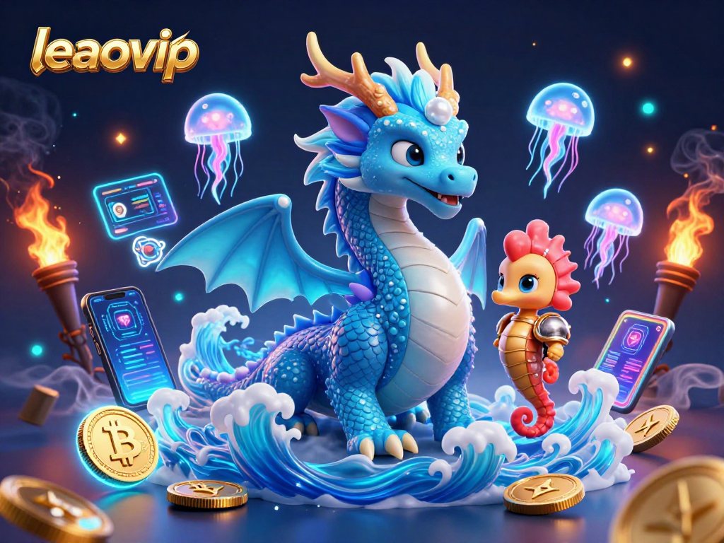 Play at leaovip with bold visuals of a water dragon, seahorse knight, and crypto elements for thrilling gaming.