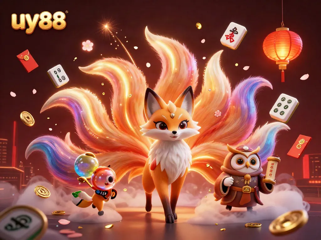 Experience thrilling games with uy88 in this vibrant cartoon casino illustration.