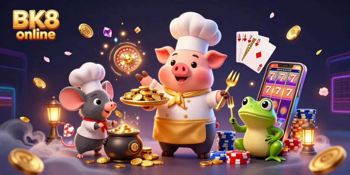 Experience the thrill of BK8 online with vibrant characters and dynamic casino elements.