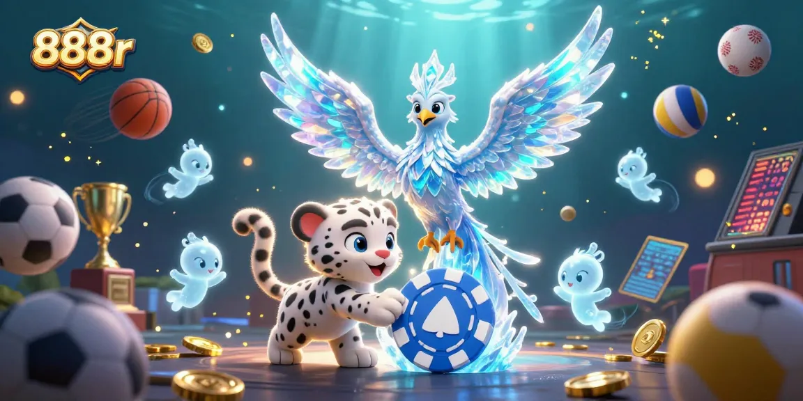 Experience thrilling gaming action with 888r, where an ice phoenix and gaming sprites come alive!