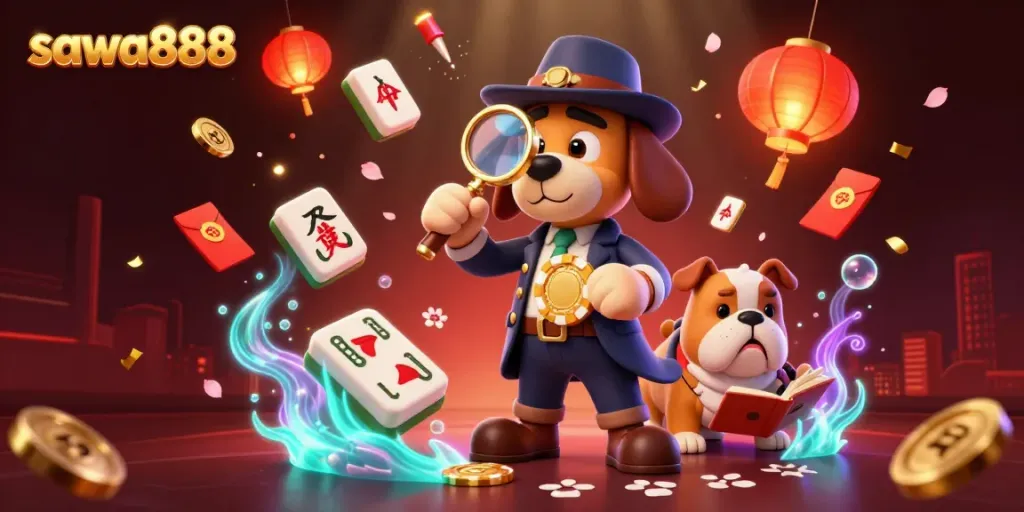 Engage in thrilling gameplay with sawa888 through this vibrant casino illustration.