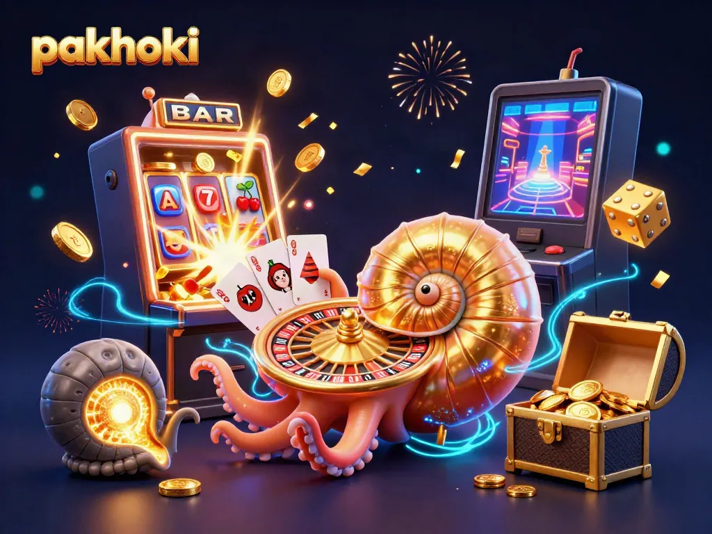 PAKHOKI menyajikan ilustrasi menarik dengan karakter nautilus dan mesin slot yang penuh emosi untuk petaruh.