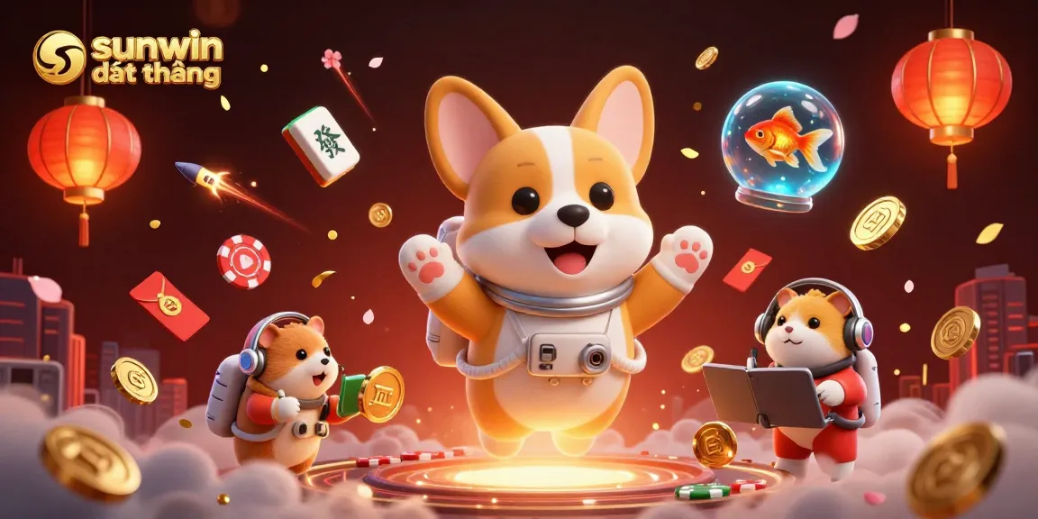 Win big with sunwin đổi thưởng in this vibrant casino space scene featuring playful characters and rich details.