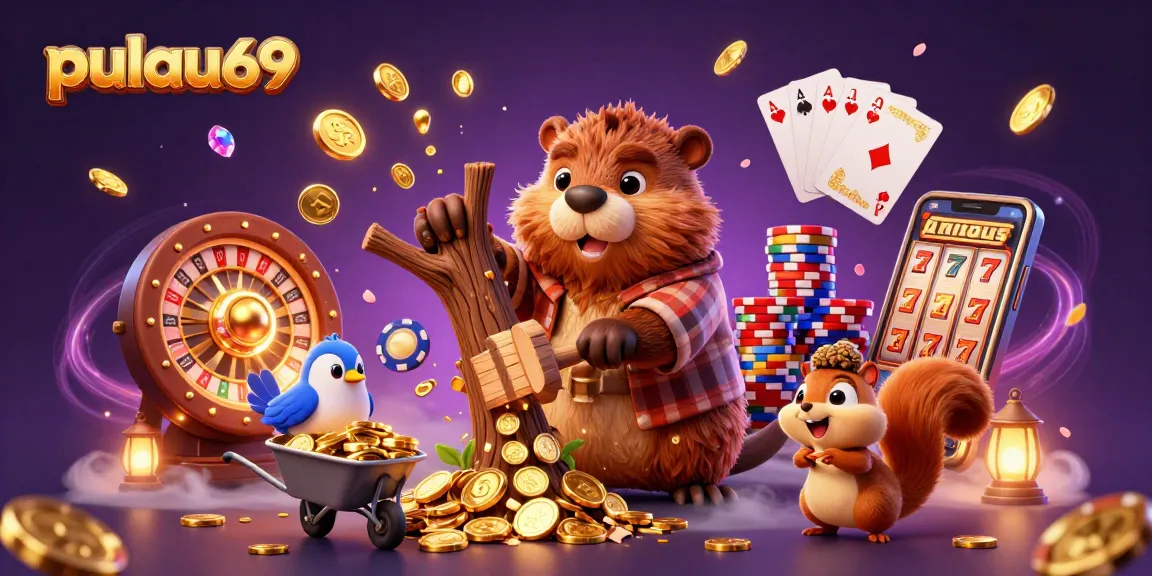 Experience the thrill of gaming with pulau69, featuring vibrant characters and casino elements.