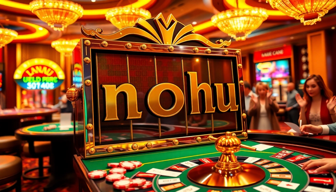 Experience the thrill of "nohu" gaming with vibrant casino activities and joyful gamblers.