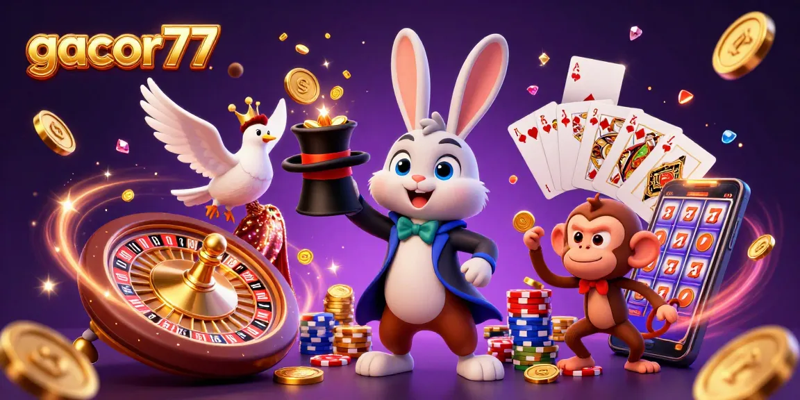 Menangkan chip poker di gacor77 sambil melihat kelinci penyihir dan burung merak berkilau.