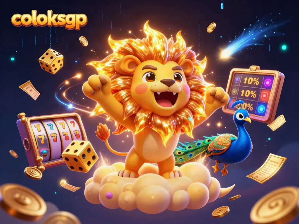 Menghargai peluang bermain coloksgp dengan simbol slot yang berkilau dan karakter berwarna cerah.