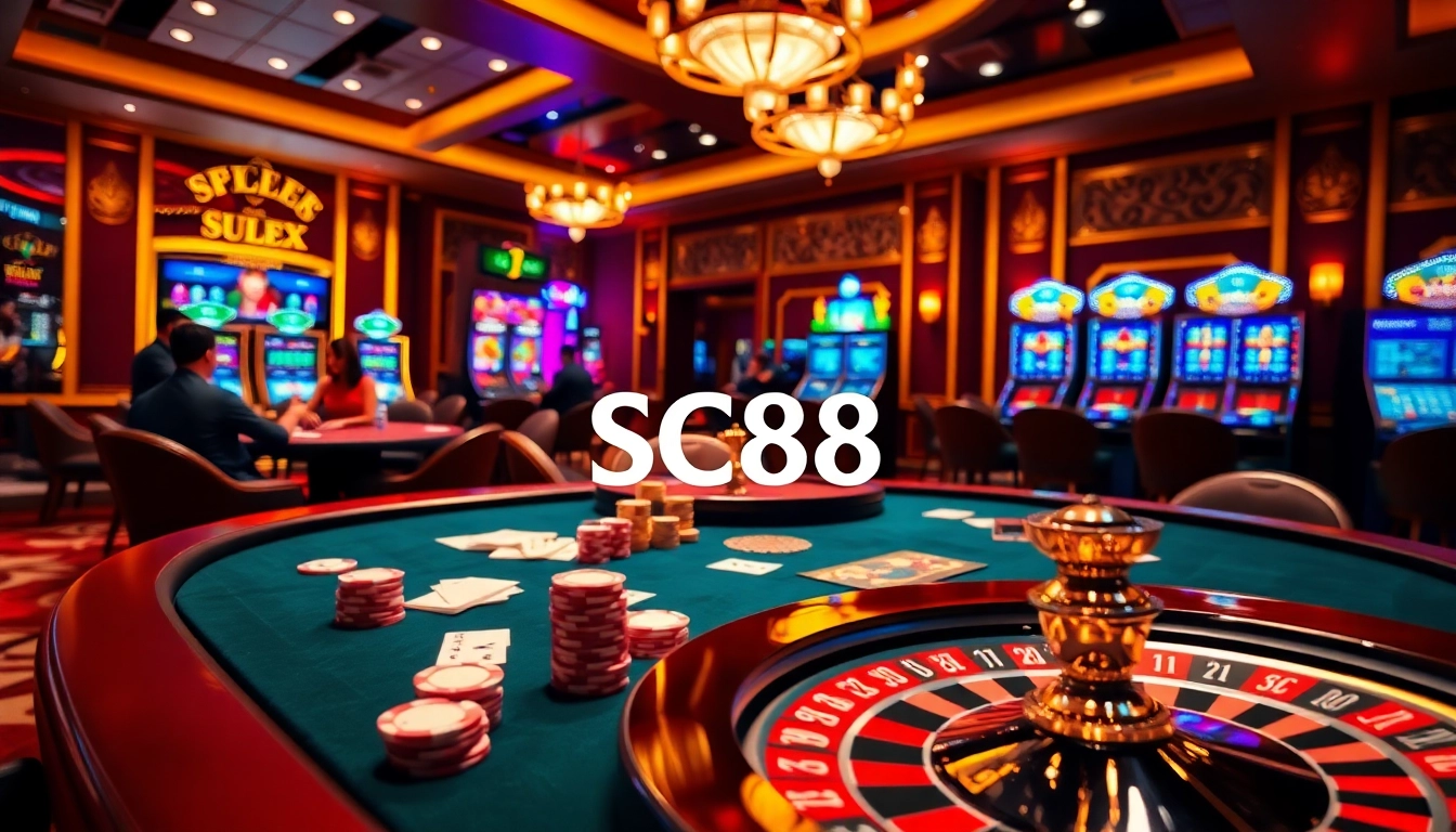 SC88 players engaging in high-stakes poker at a luxurious casino table.