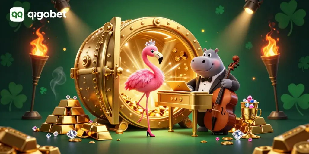 Menyaksikan pertunjukan spektakuler oleh flamingo penyanyi kasino qqgobet di piano emas dengan suasana glamor.