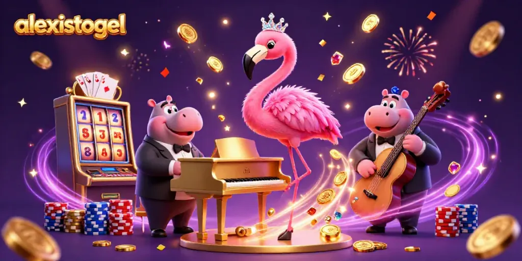 Menghadiri pengalaman judi menyenangkan dengan alexistogel, slot menguntungkan, dan penyanyi flamingo 3D.