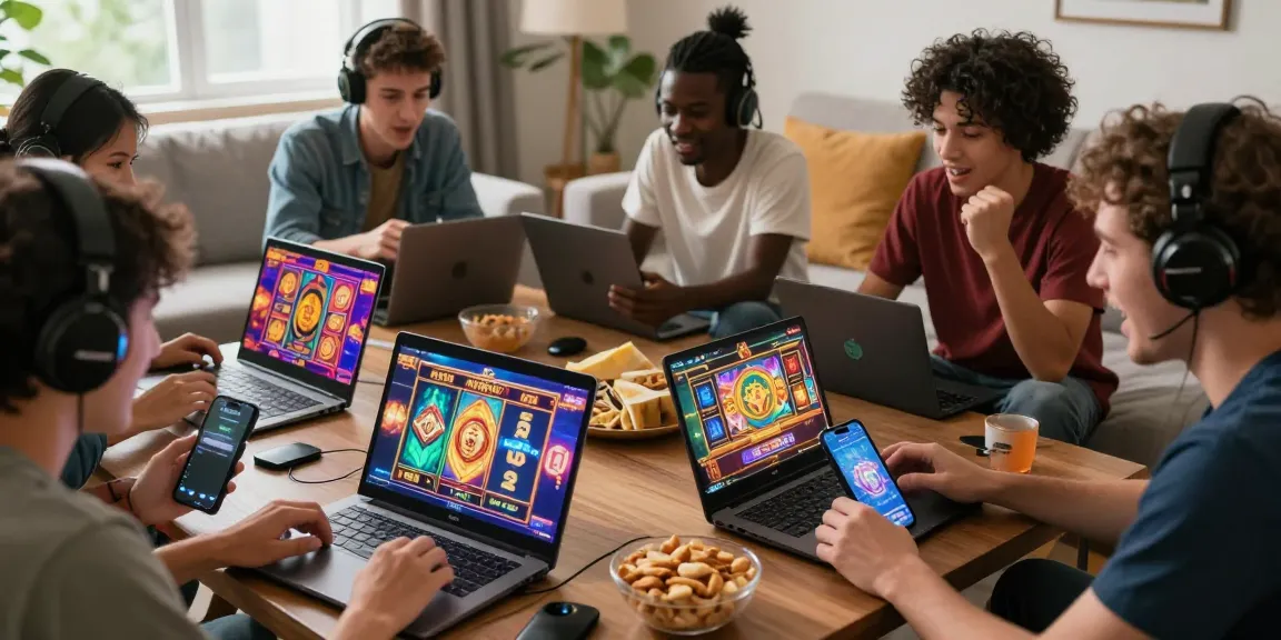 Players enjoying engaging toto slot games in a vibrant home setting