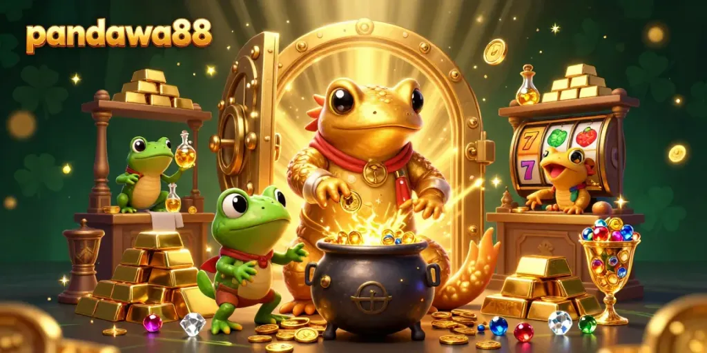 Menangkan permainan slot di pandawa88 dengan salamander emas yang mengubah logam menjadi koin emas.
