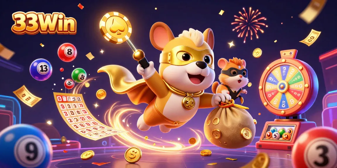 Experience the thrill of winning at 33Win with our engaging 3D festive illustration featuring a superhero dog!