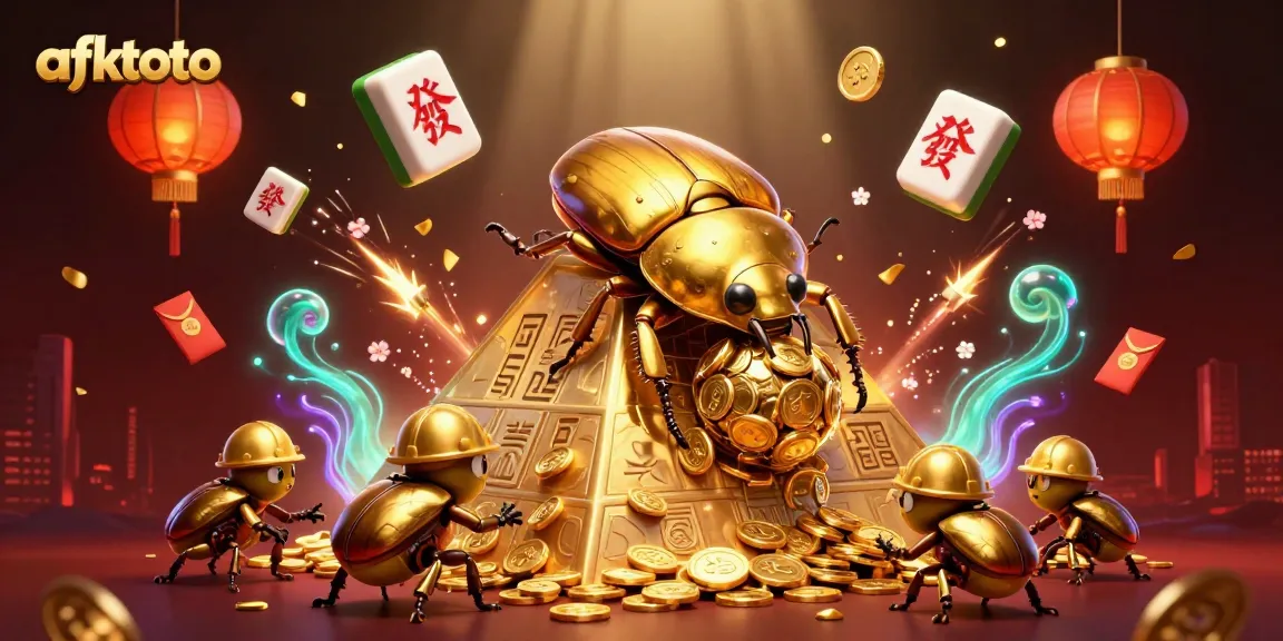 Engage with afktoto's golden casino world through a vibrant 3D illustration, showcasing exciting gameplay.