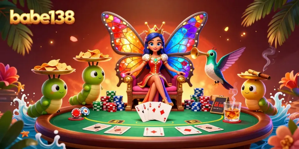 Menggoda pemain dengan pengalaman judi online di babe138 dengan ilustrasi 3D ratu kupu-kupu yang megah.