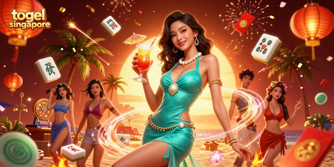Togel Singapore illustration featuring a glamorous woman with casino elements for an engaging online experience.