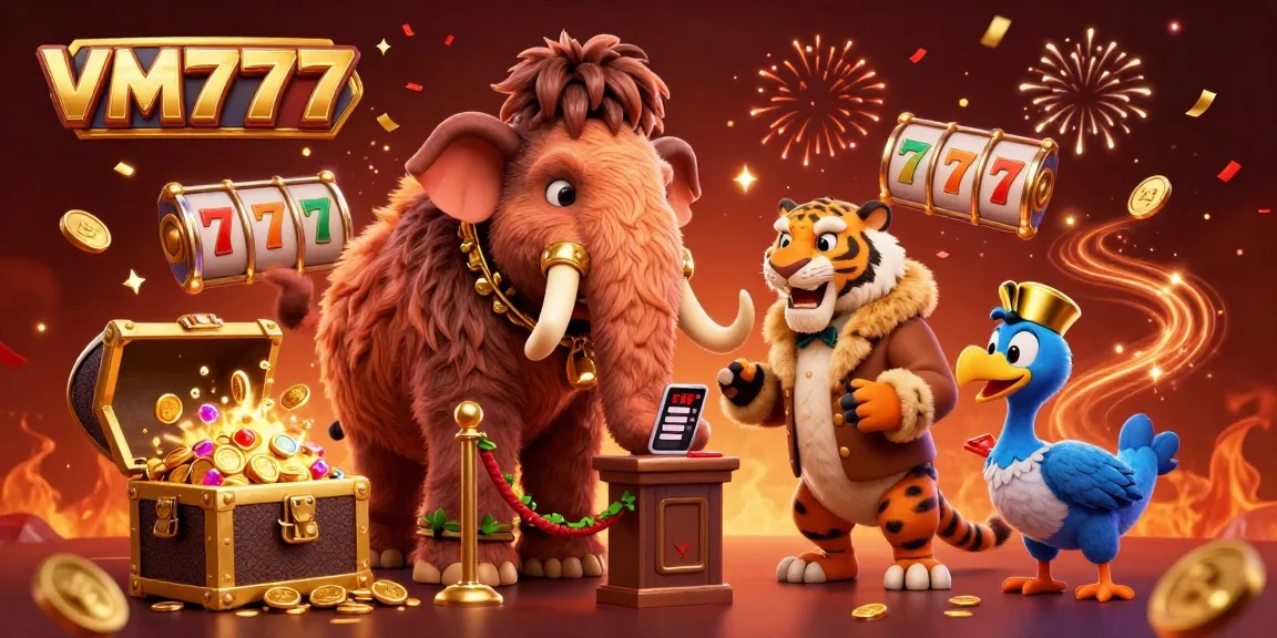 Experience exciting gameplay at VM777 with a bouncer and VIPs amid vibrant casino elements.