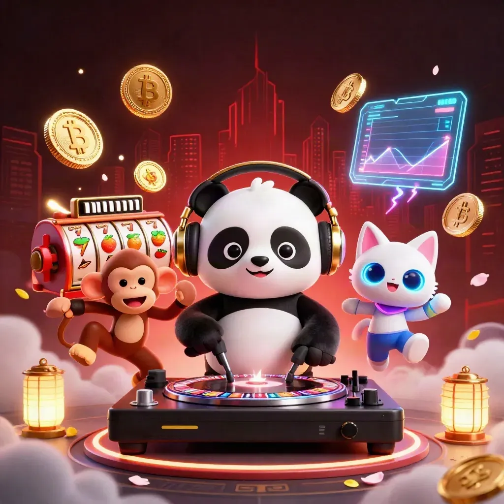Panda DJ, monyet breakdance, dan kucing rave di efek kasino neon.