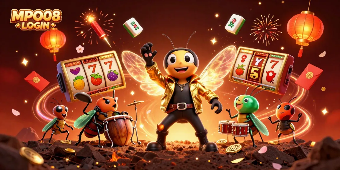 MPO08 LOGIN provides thrilling slot action, featuring a cicada rock star and dynamic casino elements.