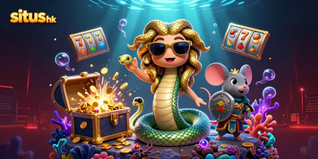 Menangkan situs hk dengan ilustrasi kasino bertema Medusa yang menyenangkan dan elemen perjudian klasik