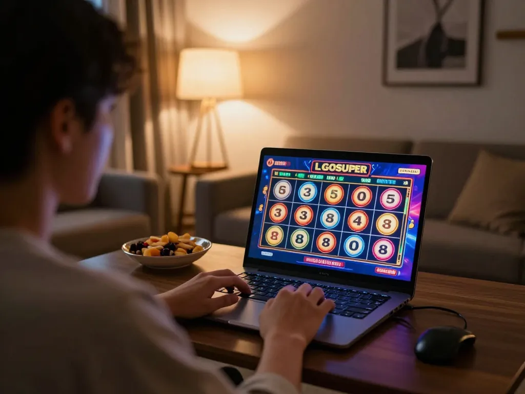 Engaging in LGOSUPER LOGIN through vibrant slot gameplay experience at home