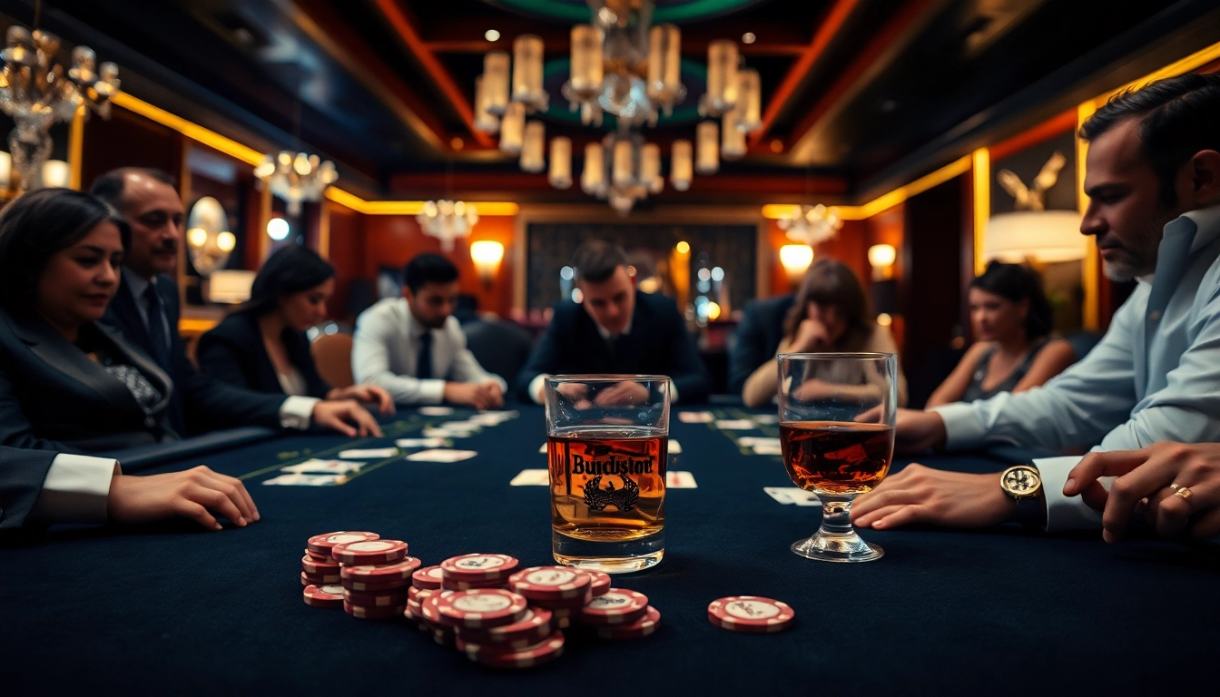 Masuk ke naskahtoto login dengan suasana kasino yang glamor dan pemain poker penuh konsentrasi.