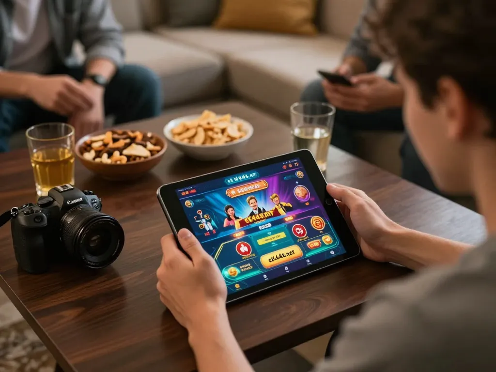 Experience the thrill of online betting at ck444s.net with engaging tablet gameplay in a cozy setting.