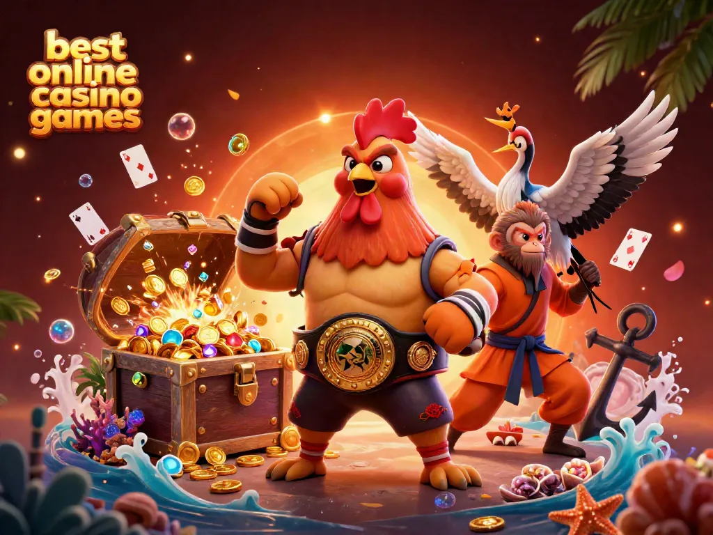 Experience the thrill of best online casino games with 3D characters and vibrant casino elements.