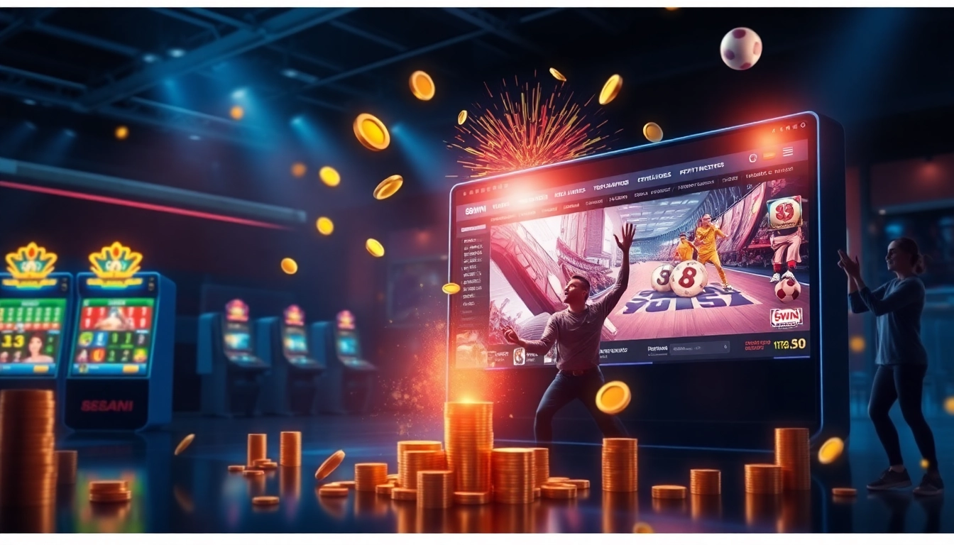 Exciting online betting platform scene featuring 98WIN with casino games and sports activities.