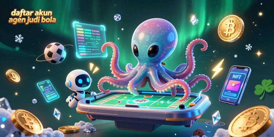 Engage with daftar akun agen judi bola at a vibrant alien sports betting scene with animated characters and crypto elements.