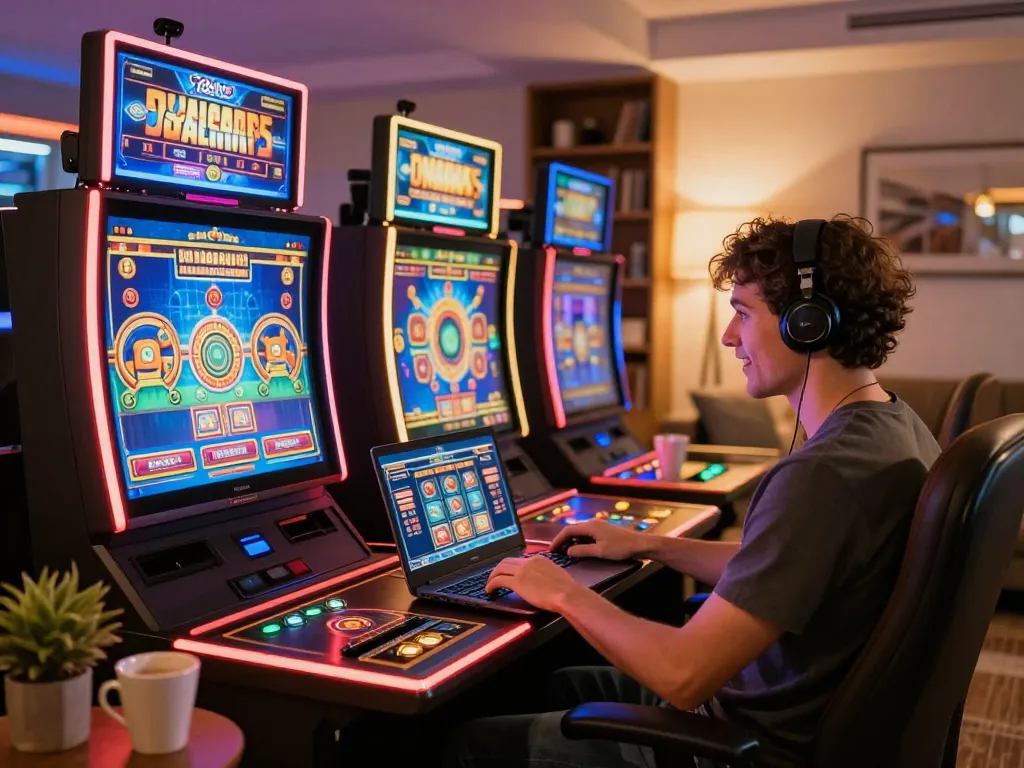 Experience thrilling gaming at home with 78win, showcasing a vibrant online casino setup and player engagement.