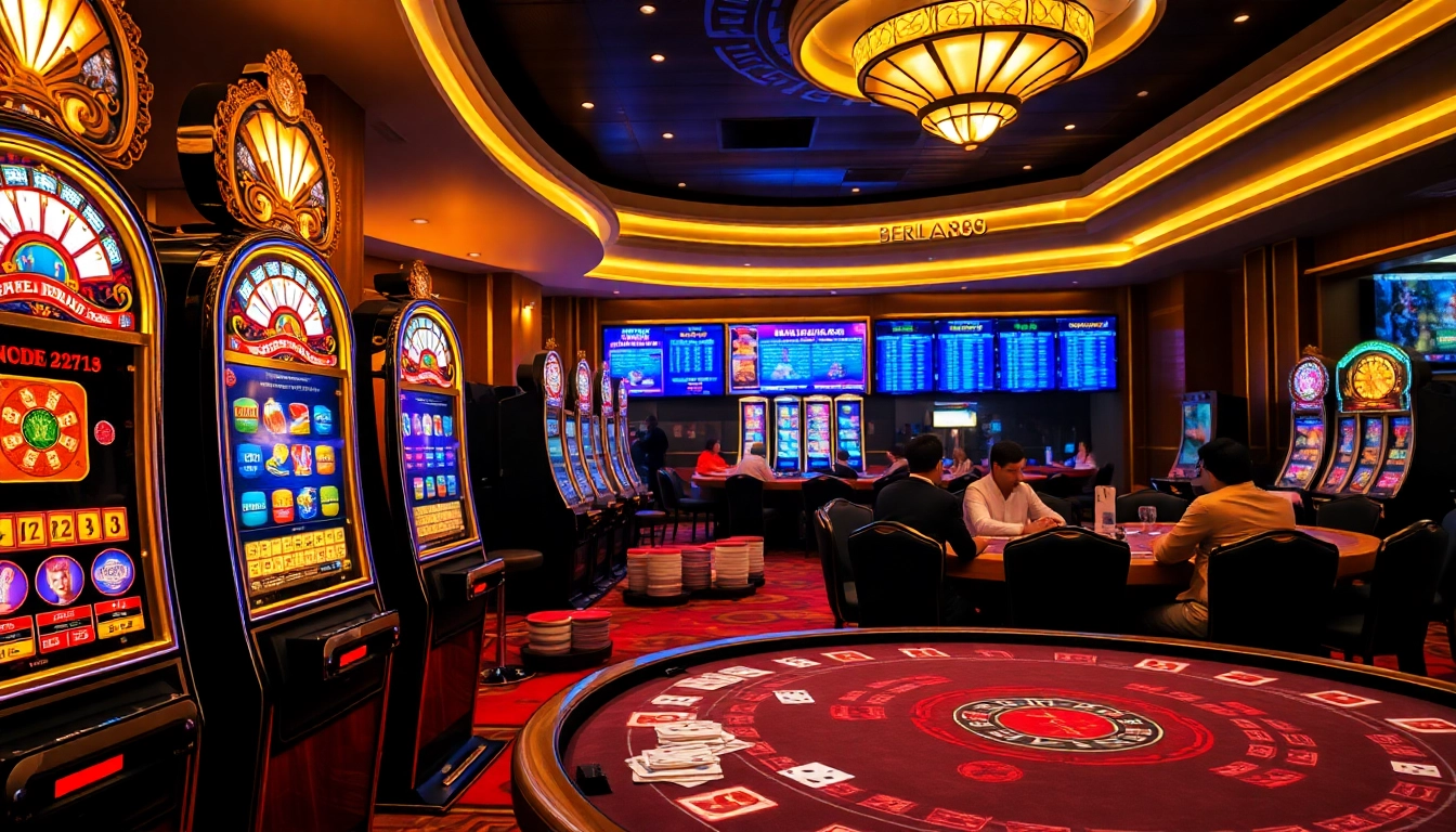 Experience the thrill of winning at BERLIAN888 with engaging slot machines and a high-stakes poker table.